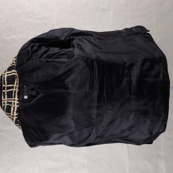 Carole Little Black Geometric Silk Collared Long Sleeve Zipper Front Jacket - Picture 8 of 15